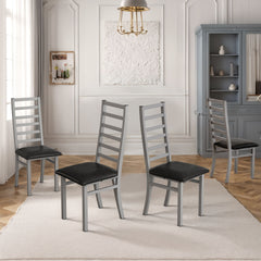 Metal Dining Chairs With Steel Legg, High Back Armless Design