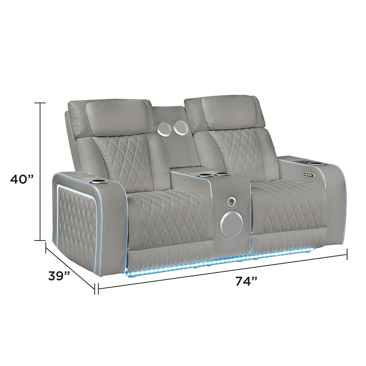 Electra - Power Reclining Loveseat With Power Headrests, Console, Speakers, Massage, LED Lighting And USB Control