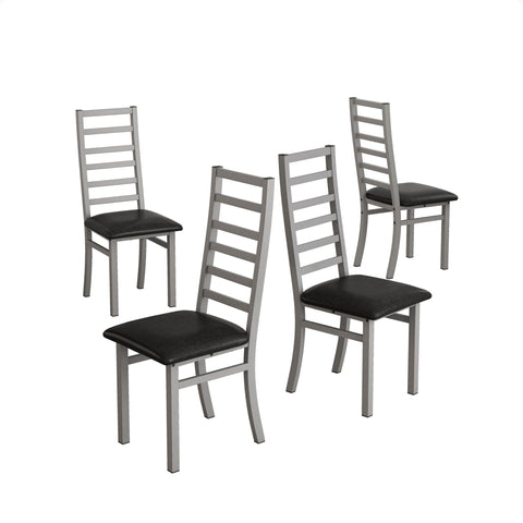Metal Dining Chairs With Steel Legg, High Back Armless Design