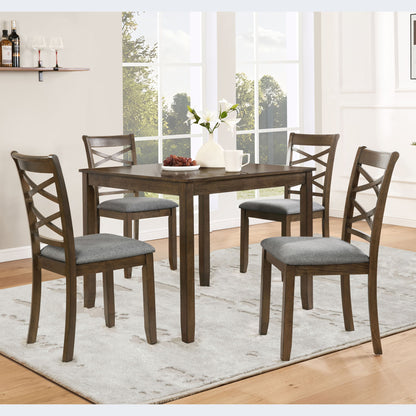 5 Piece Dining Table Set & 4 Chairs - Walnut