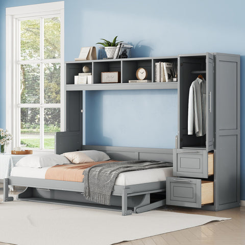 Space Saving Murphy Wall Bed With Closet And Drawers