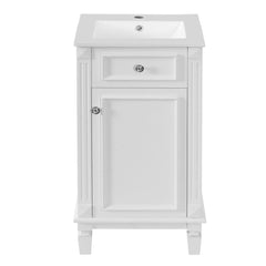 Bathroom Vanity With Sink, Cabinet, Soft-Closing Door, Adjustable Shelf - White
