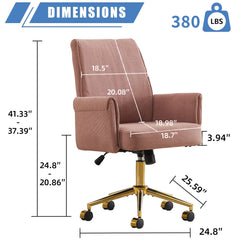 Ergonomic Mid-Back Office Chair With Striped Velvet Fabric