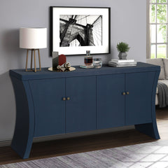 Refined Industrial 4 Door Credenza With Arc Legs & Bronze Clasps