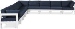 Nizuc - Outdoor Patio 9 Piece Modular Sectional With White Frame