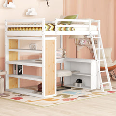 Loft Bed With Ladder, Shelves, And Desk