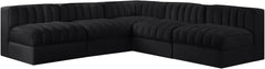 Rummi - Armless Velvet Performance Fabric Upholstered 5 Piece Modular Sectional