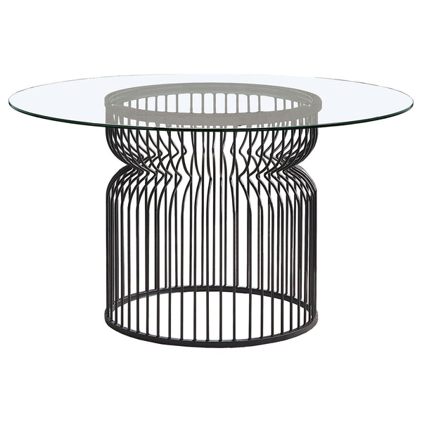 Round Dining Table Industrial Dining Table With Open Cage Base - Gunmetal