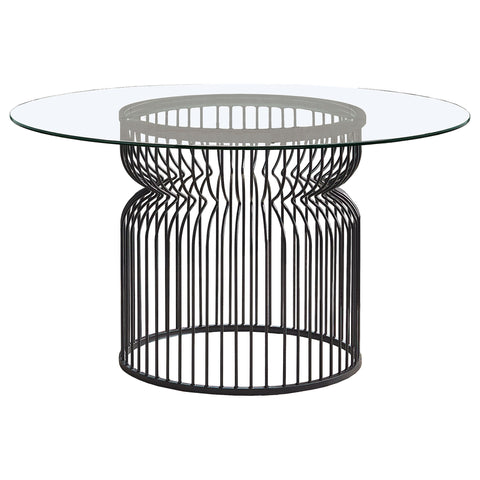 Round Dining Table Industrial Dining Table With Open Cage Base - Gunmetal