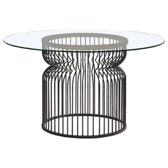 Round Dining Table Industrial Dining Table With Open Cage Base - Gunmetal