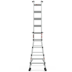 22' Aluminum Multi-Position Ladder With Wheels, 300 Lbs Weight Rating - Metallic Gray