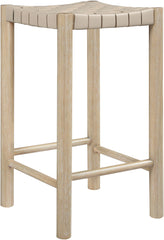 Entwine - Vegan Leather Upholstered Backless Counter Stool - Painted Natural