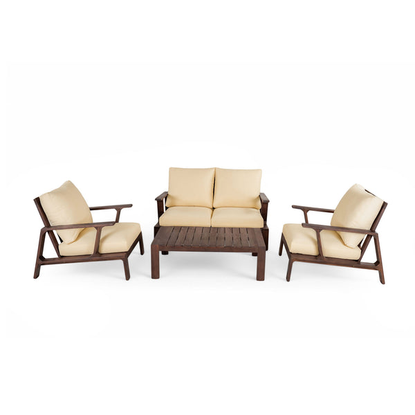 4 Piece Outdoor Sofa Set With Cushions And Coffee Table