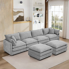 Modular U Shaped Sectional Sofa, 4 Seater Comfy Cloud Couch