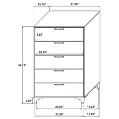 Lexie - 5 Drawer Rectangular Chest - Black