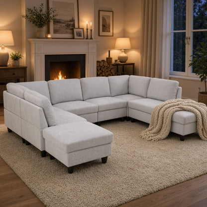 8 Piece Modular U - Shape Sectional Sofa