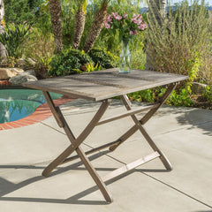 Blissique - Outdoor Foldable Wood Dining Table With Slat Design