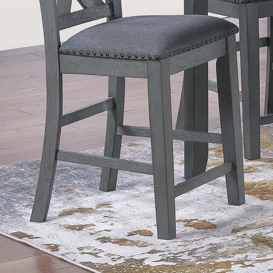 7 Piece Dining Room Furniture, Counter Height Table And 6 Chairs Set - Gray