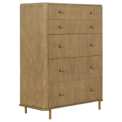 Stevie - Rectangular 5 Drawer Chest - Sand