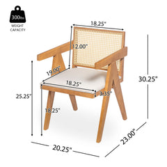 Chandigarh Farmhouse Style Cane Upholstered Dining Chairs (Set of 2)
