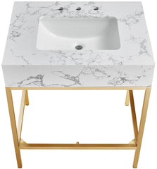 Marmo - Engineered Marble Bathroom Vanity With Gold Base