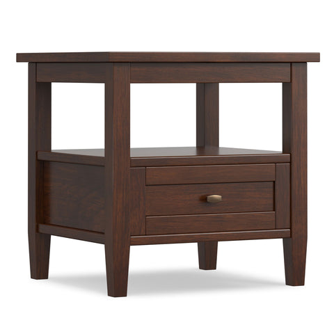 Warm Shaker - End Table With Smooth Drawer Storage - Brown