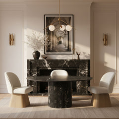 Marlowe - Linen Textured Fabric Upholstered Swivel Dining Side Chair - Stained Natural