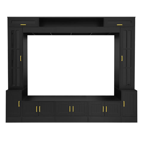 Wall Unit Entertainment Center With Bookshelves For TVs Up To 80" - Black