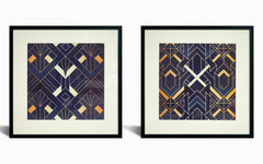 Hand Painted Textured Canvas in Frame (Set of 2) - Blue