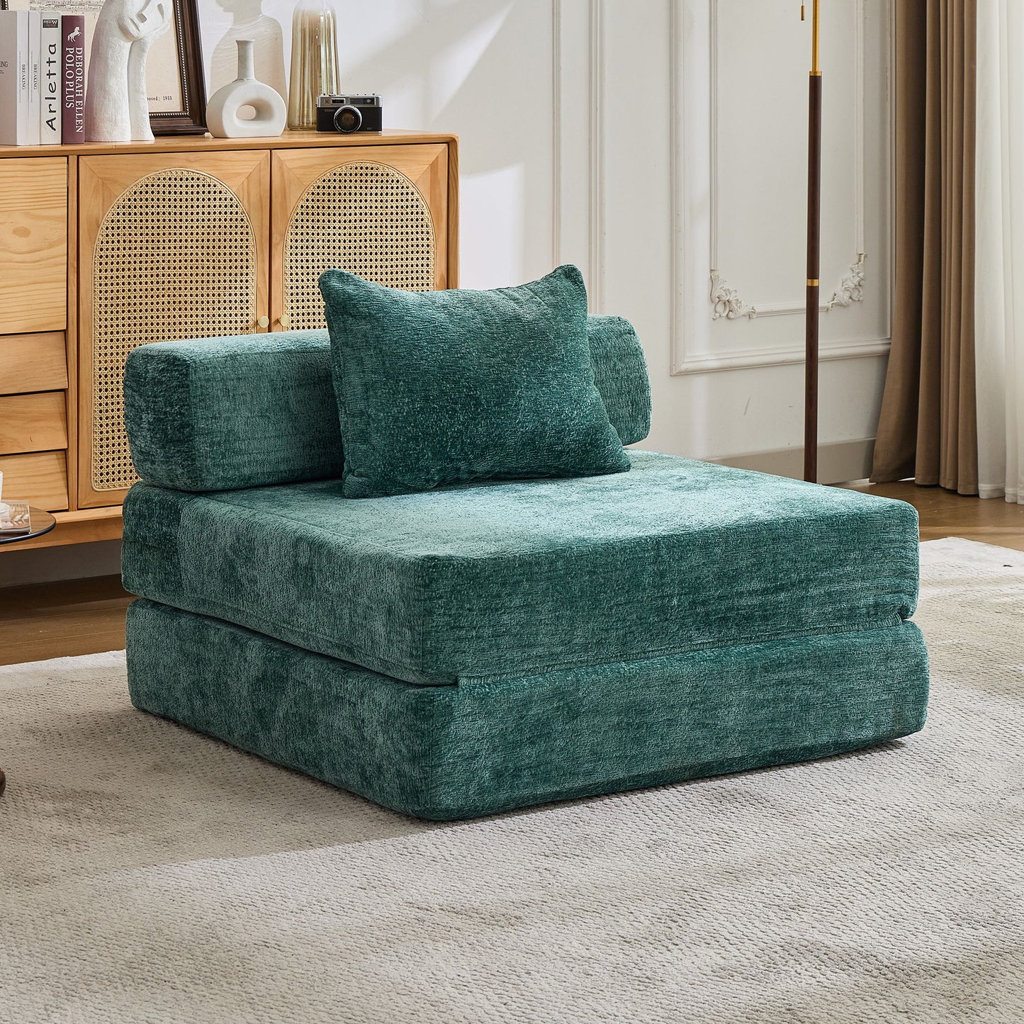 Convertible Floor Sofa Bed With Fixed Shape Frame For Living Room