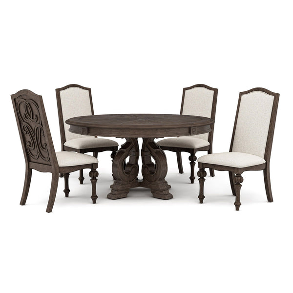 Elegant Dining Set Round Table And Side Chairs