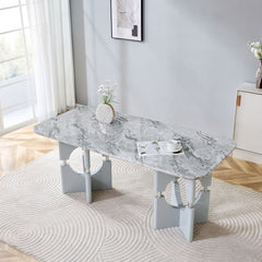 Modern Dining Table With Sleek Hollow-Out Frame And Accents