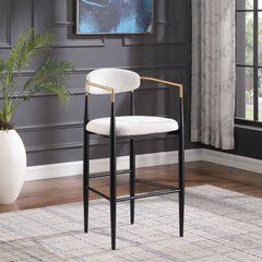 Barstools (Set of 2), Counter Height Upholstered Bar Stools With Backs And Iron Legs For Kitchen Island - Beige