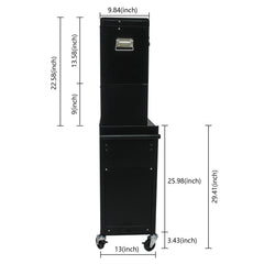 6 Drawer Lockable Tool Cabinet On Wheels, Steel Rolling Tool Chest With Detachable Toolbox