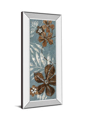 Denim Garden I By Maria Donovan - Mirror Framed Print Wall Art - Blue