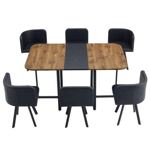 Modern Minimalist Style Marble Pattern Joinery Dining Table With Dining Chairs