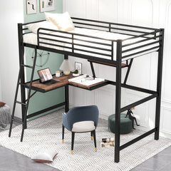 Loft Bed With Desk And Shelf, Modern Design