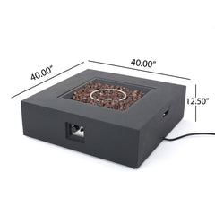 Modern 50,000 Btu Square Fire Table With Propane Tank