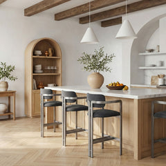 Aurum - Vegan Leather Upholstered Counter Stool With Gray Base