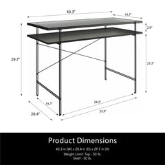 Vance - Computer Desk With Fluted Glass Desktop - Black
