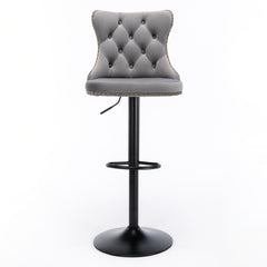 Swivel Velvet Barstools Adjusatble Seat Height, Modern Upholstered Bar Stools With Backs Comfortable Tufted For Home Pub And Kitchen Island (Set of 2)
