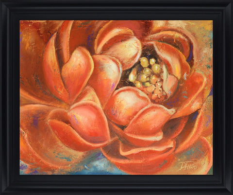 Amber Petal Radiance - 28" x 34" Framed Wall Art