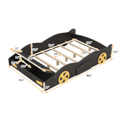 Race Car Shaped Platform Bed With Wheels And Storage