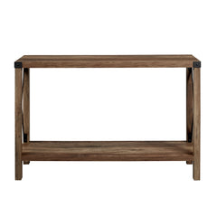 Farmhouse Metal X Table With Lower Shelf