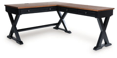 Wildenauer - Brown / Black - 4 Pc. - Home Office Desk And Return, Swivel Desk Chair, Bookcase