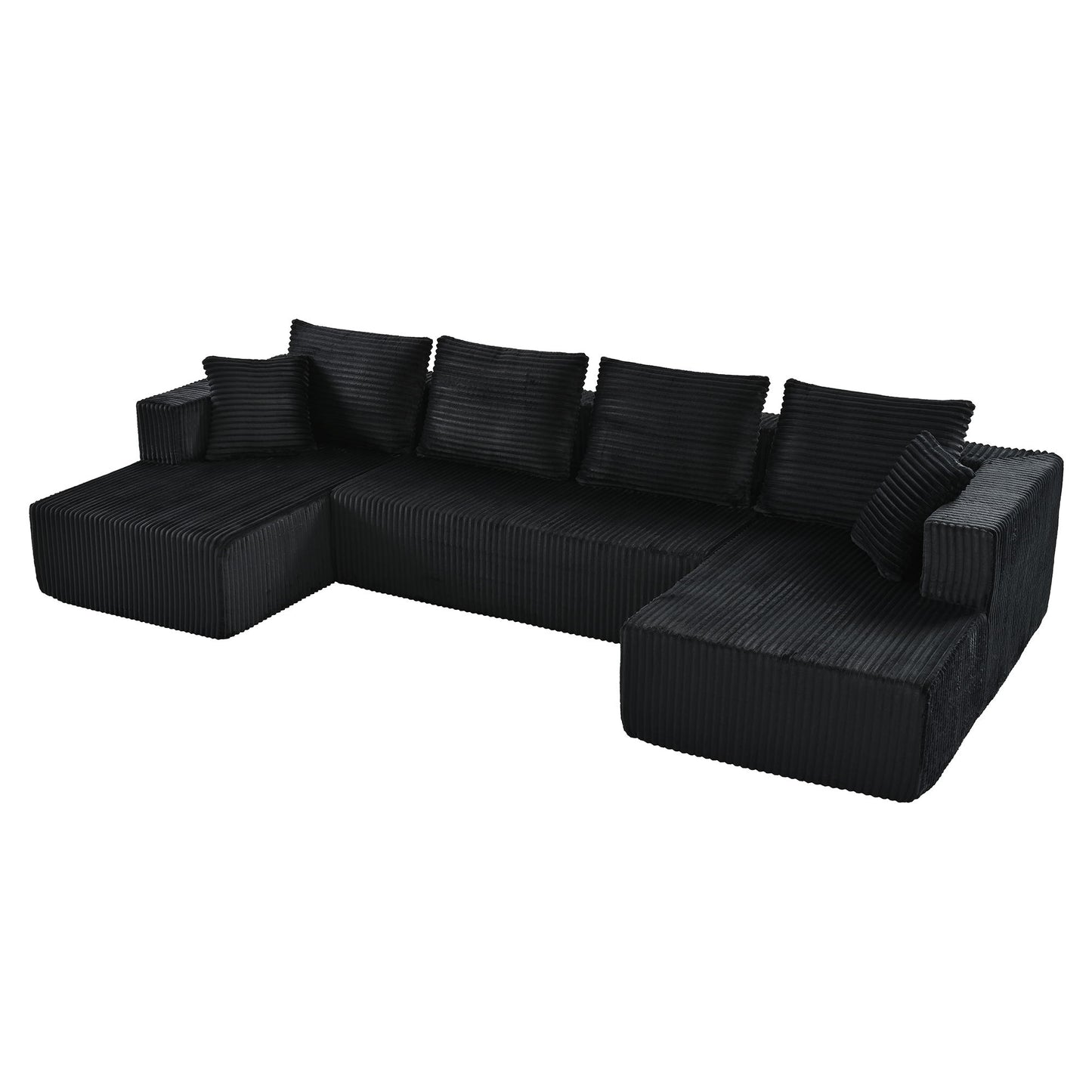 U-Shaped Modular Sectional Sofa With Double Chaise, Oversized Deep Seat For Living Room
