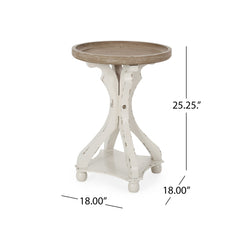 Rustic French Country Accent Table With Hourglass Firwood Base And Lipped Top