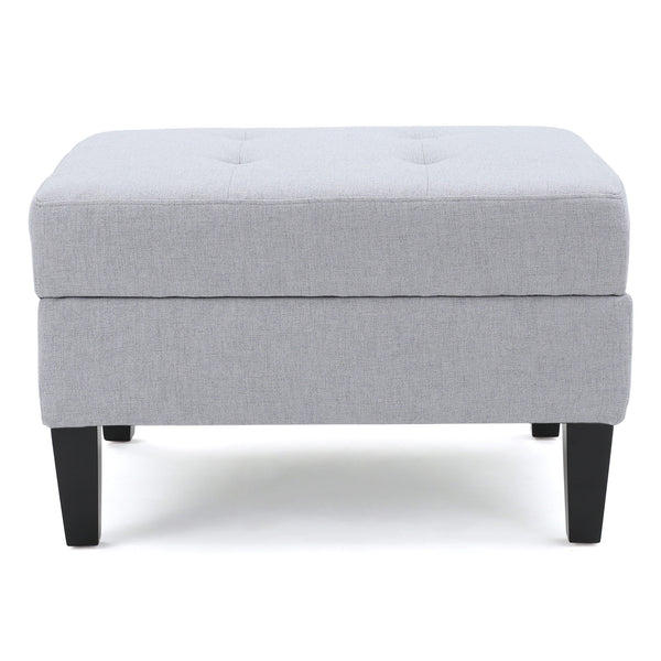 Storage Ottoman With Birch Wood Legs And Cushioned Top For Comfort