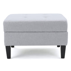 Ottoman With Birch Wood Legs And Cushioned Top For Comfort