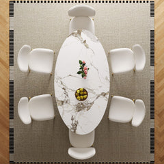 Steel Base Oval Sintered Stone Dining Table With 4 Chairs